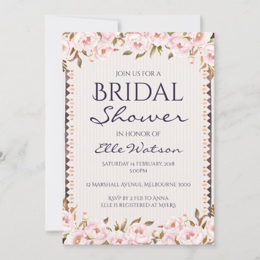 Roze Pioen Bruidsuitnodiging, Trouwen Kaart (Voorkant)