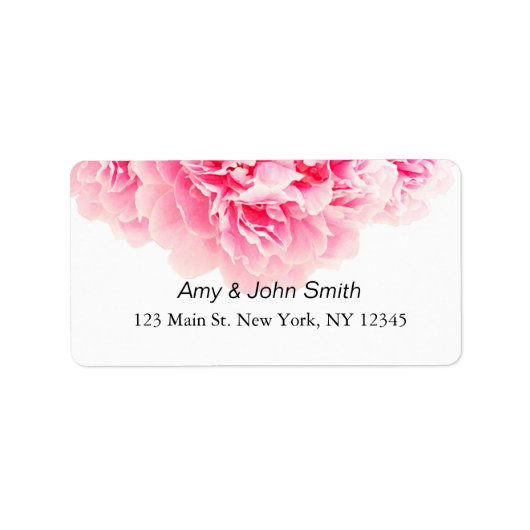 Roze pioen bruiloft adresetiketten pioen3 etiket (Voorkant)