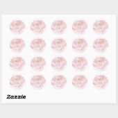 Roze Pioen Bruiloft Feest Ronde Sticker (Vel)