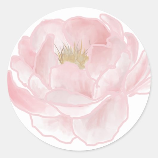 Roze Pioen Bruiloft Feest Ronde Sticker (Voorkant)