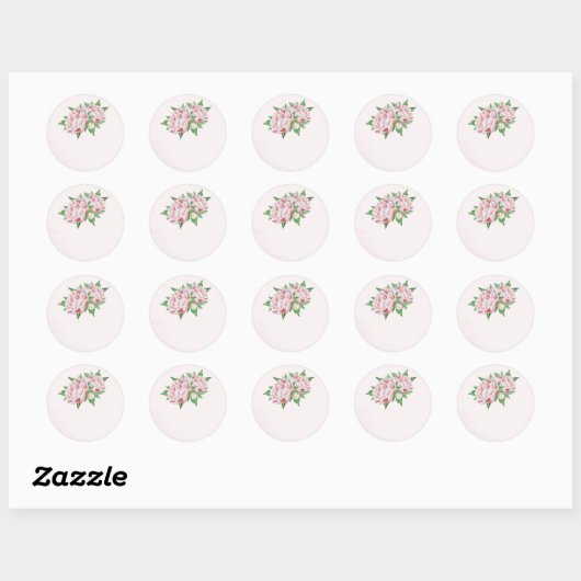 Roze Pioen bruiloft gunst Stickers (Vel)