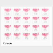 Roze pioen bruiloft sticker labels pioen3 (Vel)