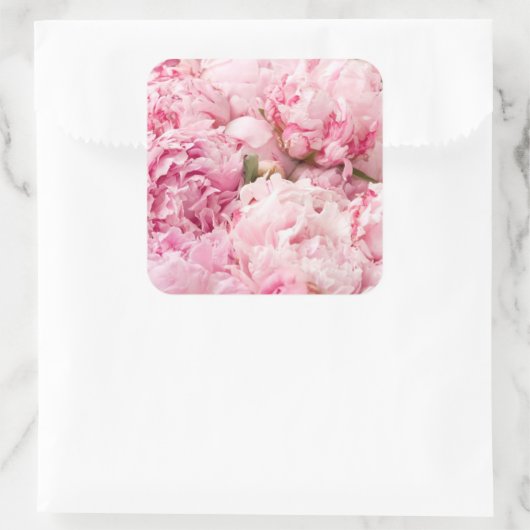 Roze Pioen Bruiloft Stickers (Tas)