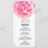 Roze pioen bruiloft veel pioen3 menu (Voorkant / Achterkant)