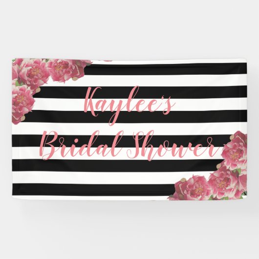 Roze Pioen Bruiloftfeest Bloemstuk Achtergrond Spandoek (Horizontaal)