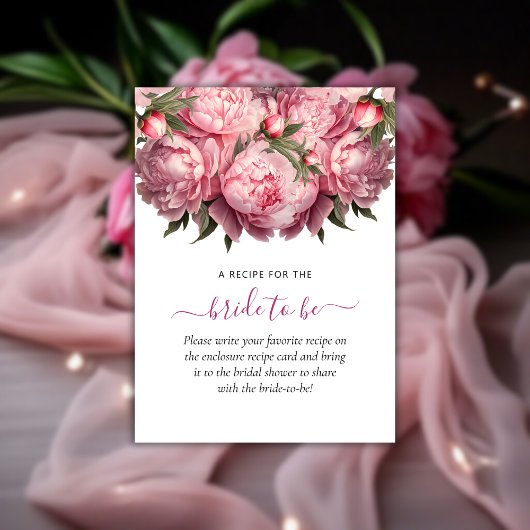 Roze Pioen Bruiloftsborrel Informatiekaartje