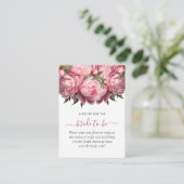 Roze Pioen Bruiloftsborrel Informatiekaartje (Staand voorkant)