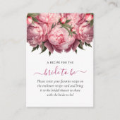 Roze Pioen Bruiloftsborrel Informatiekaartje (Voorkant)