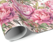 Roze Pioen  Cadeaupapier (Rol Hoek)
