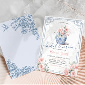 Roze Pioen Chinoiserie Bruiloftslunch Kaart