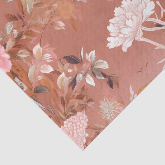 Roze Pioen Chinoiserie Tissue Papier (Detail)