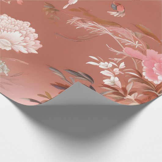 Roze Pioen Chinoiserie Wrapping Papier (Hoek)