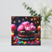 Roze Pioen Chocolade Verjaardag Persoonlijk Kaart (Staand voorkant)