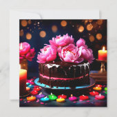 Roze Pioen Chocolade Verjaardag Persoonlijk Kaart (Voorkant)