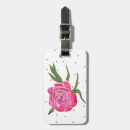 Roze Pioen Custom Bagage Label