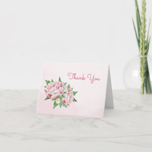 Roze Pioen Dank u kaart