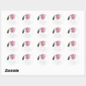 Roze Pioen Dank u Trouwstickers Ronde Sticker (Vel)