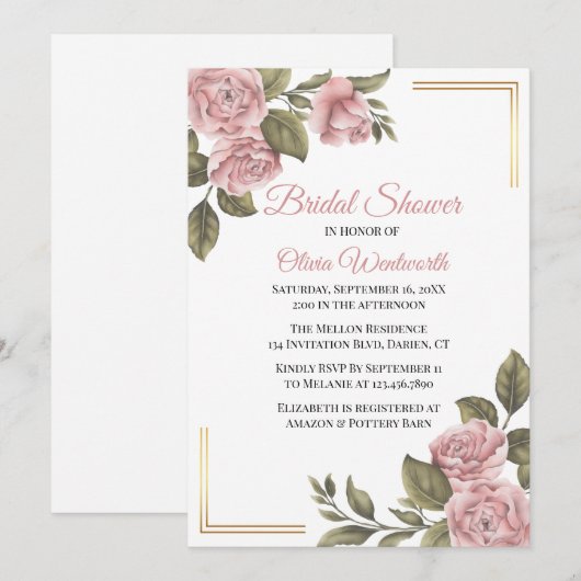  roze pioen Elegant Floral Vrijgezellenfeest Kaart (Voorkant / Achterkant)