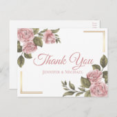  Roze Pioen Elegante bruiloft Dank u Briefkaart (Voorkant / Achterkant)