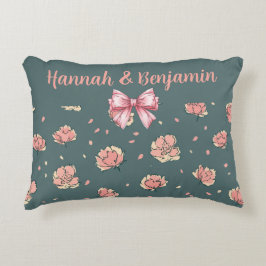 Roze pioen en boog patroon accent kussen