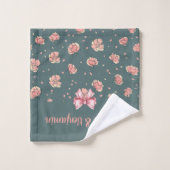 Roze pioen en boog patroon bad handdoek (Wasdoekje)