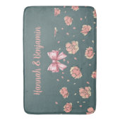 Roze pioen en boog patroon badmat (Voorkant Verticaal)