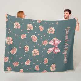 Roze pioen en boog patroon fleece deken