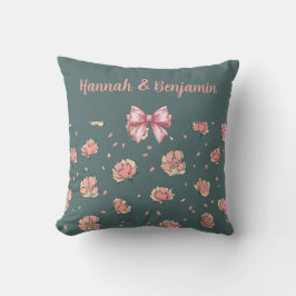 Roze pioen en boog patroon kussen