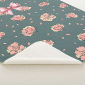 Roze pioen en boog patroon sherpa deken (3/4)