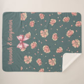 Roze pioen en boog patroon sherpa deken (Voorkant (horizontaal))