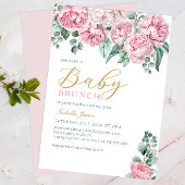 Roze pioen en eucalyptus gouden Baby shower uitnod Kaart
