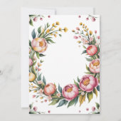 Roze Pioen en Gele Bloem Bruidsdouche Kaart (Achterkant)