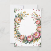 Roze pioen en gele bloemen bruiloft bedankkaart (Achterkant)