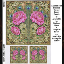 Roze  pioen en gouden scrollwork EH8 decoupage