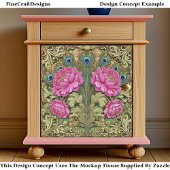 Roze  pioen en gouden scrollwork EH8 decoupage Tissuepapier