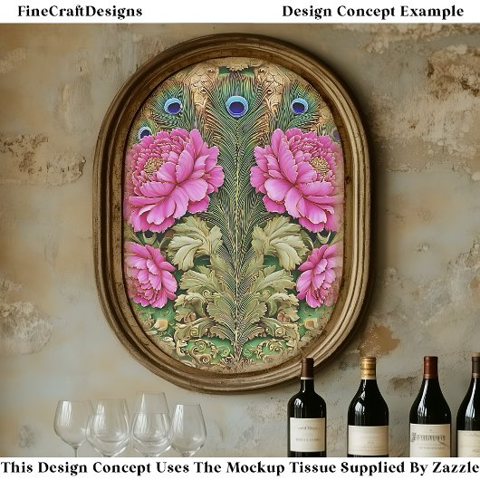 Roze  pioen en gouden scrollwork EH8 decoupage Tissuepapier