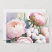 Roze Pioen- en Katoenen Bruiloft Save The Date (Achterkant)