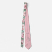 Roze Pioen en Plaid Floral Groomsmen Stropdas (Achterkant)