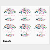 Roze Pioen Eucalyptus Bloemen Bruiloft Sticker (Vel)