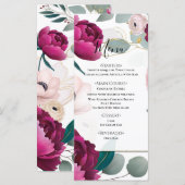 Roze Pioen Eucalyptus Tuin Bloem Glam Menu (Voorkant / Achterkant)