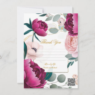 Roze Pioen Eucalyptus Tuin Bloemige Glam Bruiloft  Kaart