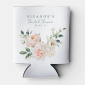 Roze Pioen Florale Waterverf Roze Bruiloftsborrel Blikjeskoeler (Voorkant)