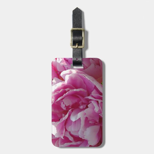 Roze Pioen foto huisje boerderij bloementuin Bagagelabel (Voorkant verticaal)