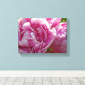 Roze Pioen foto huisje boerderij bloementuin Canvas Afdruk (Insitu (Houten vloer))