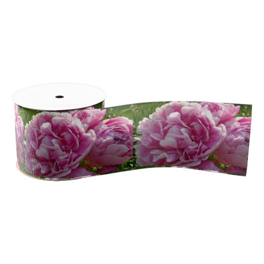 Roze Pioen foto huisje boerderij bloementuin Grosgrain Lint (Spoel)