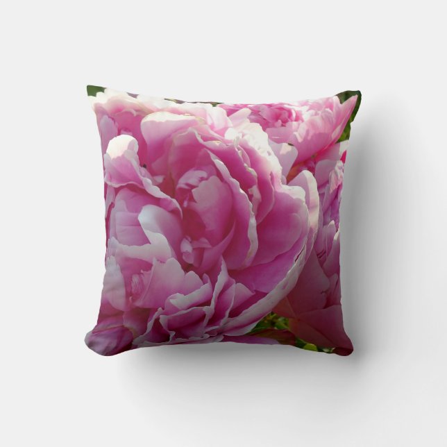 Roze Pioen foto huisje boerderij bloementuin Kussen (Voorkant)