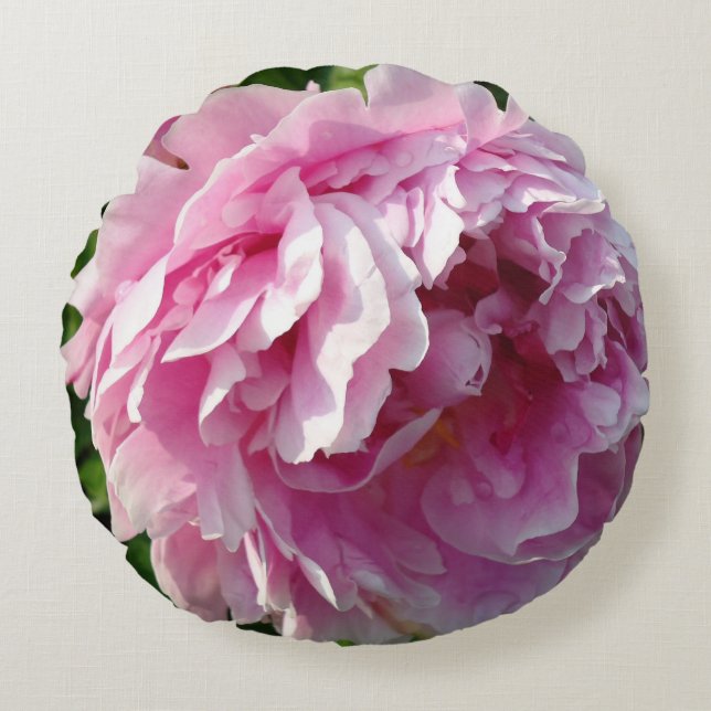 Roze Pioen foto huisje boerderij bloementuin Rond Kussen (Voorkant)