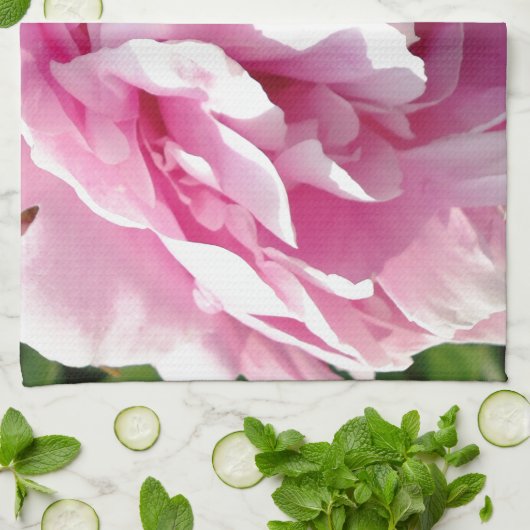 Roze Pioen foto huisje boerderij bloementuin Theedoek (Gevouwen)