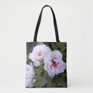  roze pioen gedrukte Canvas tas