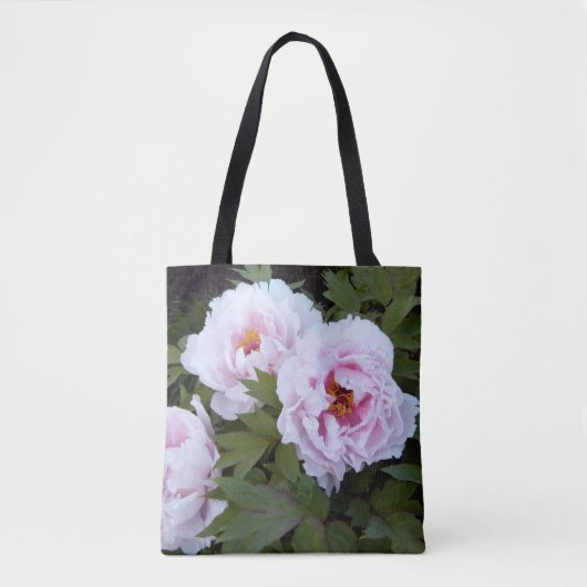  roze pioen gedrukte Canvas tas (Voorkant)